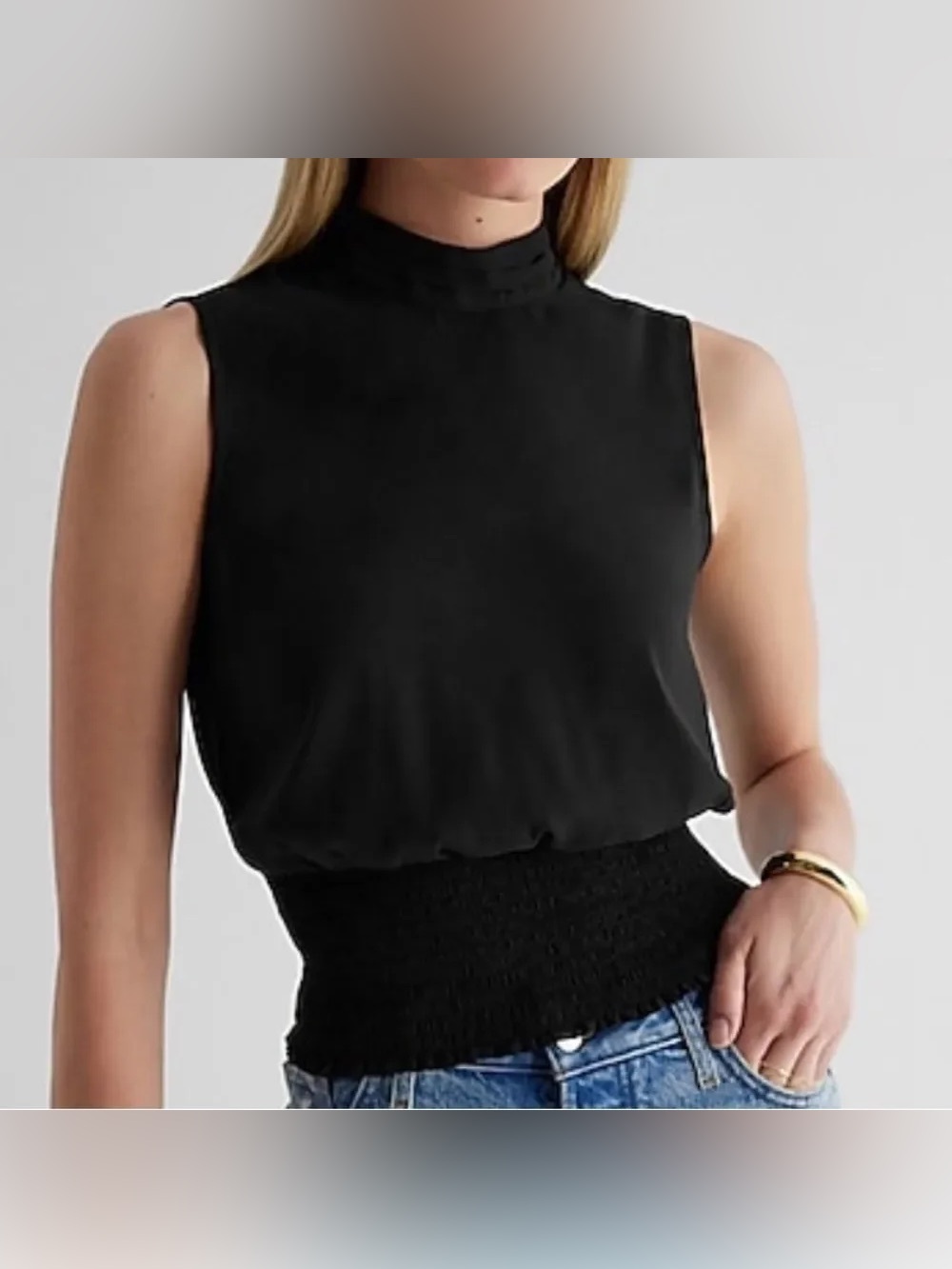 Express Mock Neck Sleeveless Top Black or Ivory